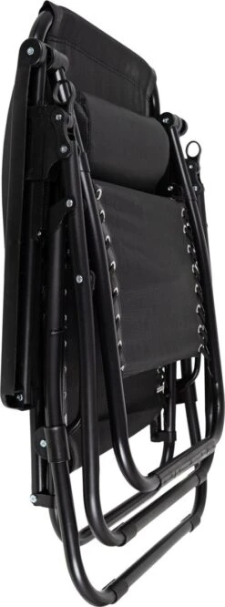 Luxe Ligstoel Met Hoofdsteun & Voetsteun - Verstelbare Rugleuning - Zonnebed Relaxstoel Voor Tuin/Terras/Strand/Balkon/Zwembad/Camping - Inklapbaar - Weerbestendig - Zwart -Tuin- En Buitenwinkels 445x1200