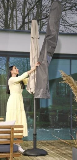 Weersbestendige Parasolhoes - Rond & Vierkant - Max. 3 X 3 M - Grijs / Antraciet - Stokparasol -Tuin- En Buitenwinkels 581x1200