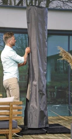 Weersbestendige Parasolhoes - Max. 4 X 4 M - Grijs / Antraciet - Zweefparasol -Tuin- En Buitenwinkels 627x1200