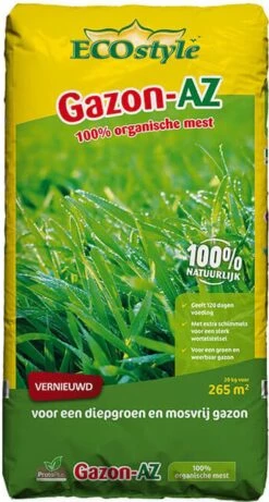 ECOstyle Gazon AZ Organische Gazonmest – Voor Diepgroen En Sterk Gazon – Geeft Tot 120 Dagen Voeding – Werkt Tegen Mos - 135 M² - 10 KG -Tuin- En Buitenwinkels 643x1200 1
