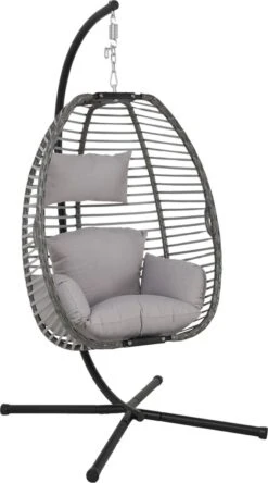 Lowander Egg Hangstoel Cocoon - Voor Binnen & Buiten - Met Standaard - Incl. Kussens