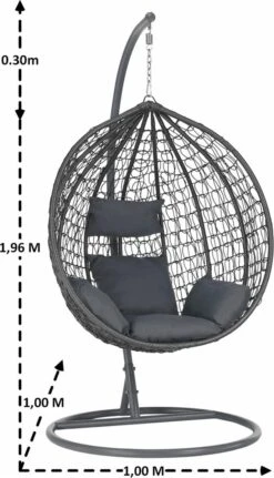 Bircim Hangstoel Ei/Egg-Vorm Met Dikke Kussens - Voor Binnen En Buiten - Incl. Standaard, Onderstel & Kussens - Antraciet 8 Bircim Hangstoel Ei/Egg-Vorm Met Dikke Kussens - Voor Binnen En Buiten - Incl. Standaard, Onderstel & Kussens - Antraciet -Tuin- En Buitenwinkels 688x1200