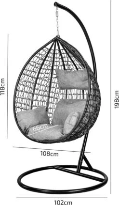 Hangstoel - Ei Stoel - Met Frame - Zwart Beige - Tot 125 Kg -Tuin- En Buitenwinkels 700x1200