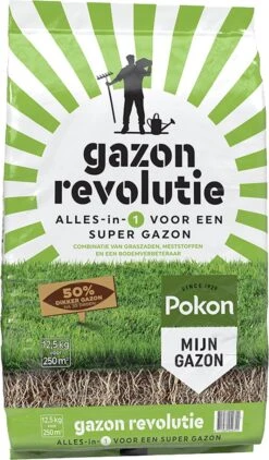 Pokon Gazon Revolutie - 12,5kg - Gazonmest / Graszaad / Bodemverbeteraar - Geschikt Voor 250m² - Binnen 15 Dagen Resultaat -Tuin- En Buitenwinkels 702x1200
