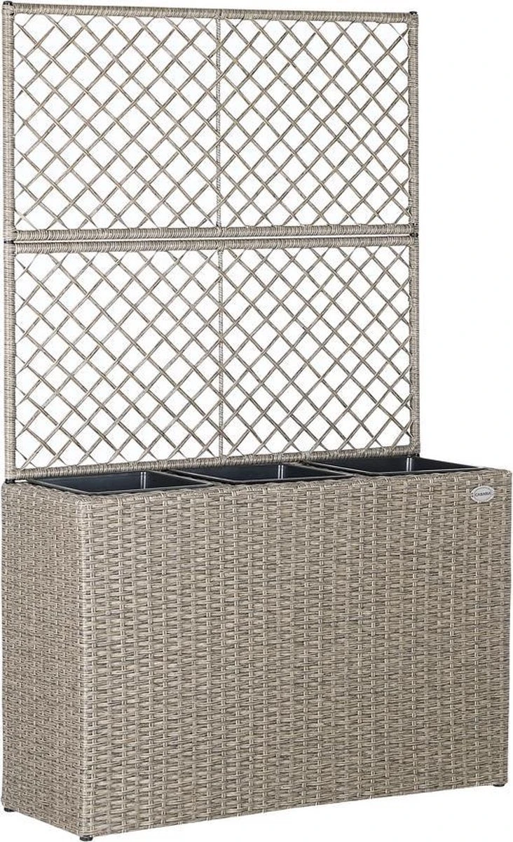 Casaria Polyrattan Bloembak – 3 Bakken Klimophek - Crème