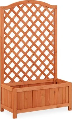 Relaxdays Plantenbak Met Klimrek - Bloembak Trellis - Rankhulp Hout - Voor Klimplanten -Tuin- En Buitenwinkels 734x1200