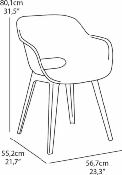 Allibert Akola Tuinstoelen - 2 Stuks -56,5x55x80cm - Donkergrijs -Tuin- En Buitenwinkels 834x1200