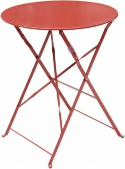 Emilia - Ronde Inklapbare Bistrotafel Ø60cm Van Gepoedercoat Staal – Terra Cotta -Tuin- En Buitenwinkels 887x1200