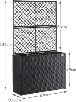 Casaria Polyrattan Plantenbak - Met Klimoprek - 3 Bakken Zwart -Tuin- En Buitenwinkels 898x1200 4
