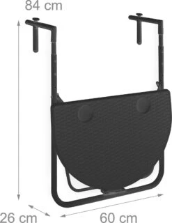 Relaxdays Balkontafel Inklapbaar, Balkon Tafel Rotan, Hangtafel Reling - Zwart -Tuin- En Buitenwinkels 926x1200