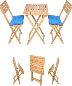 SiRaC - Houten Tuinset - Balkonset - 3-delig - Met Paarse Kussens - Natuurlijke Hout - Balkon Meubelen - 2 Persoons Balkonset - Twee Stoelen En Bijzettafel - Hout -Tuin- En Buitenwinkels 998x1200